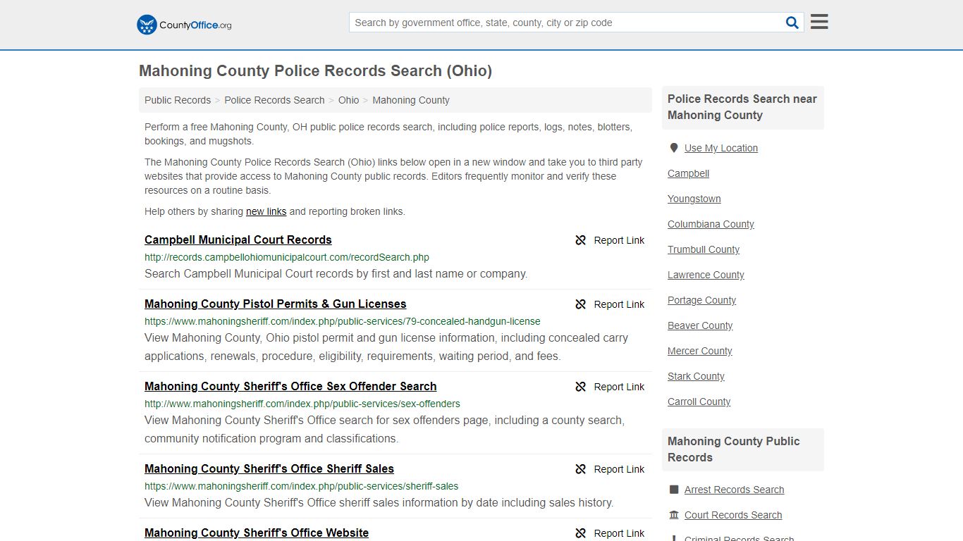 Police Records Search - Mahoning County, OH (Accidents ...