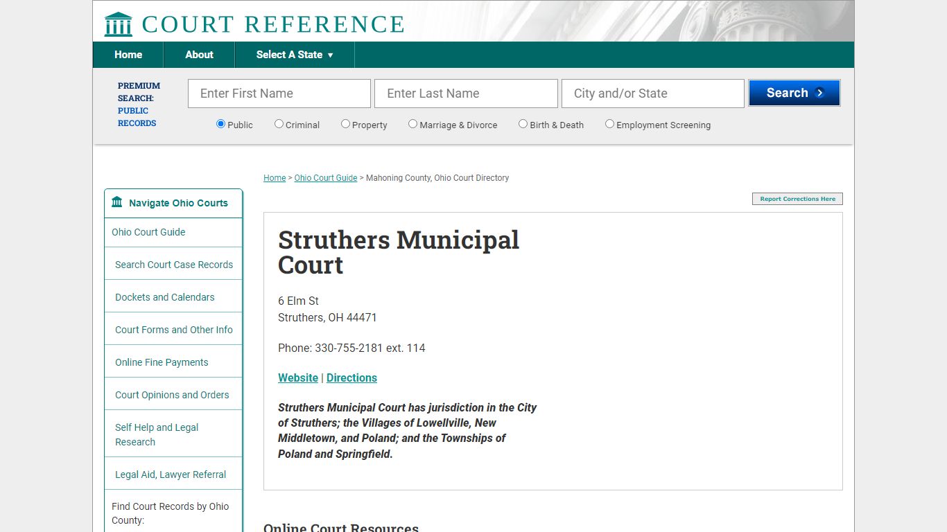 Struthers Municipal Court - Court Records Directory